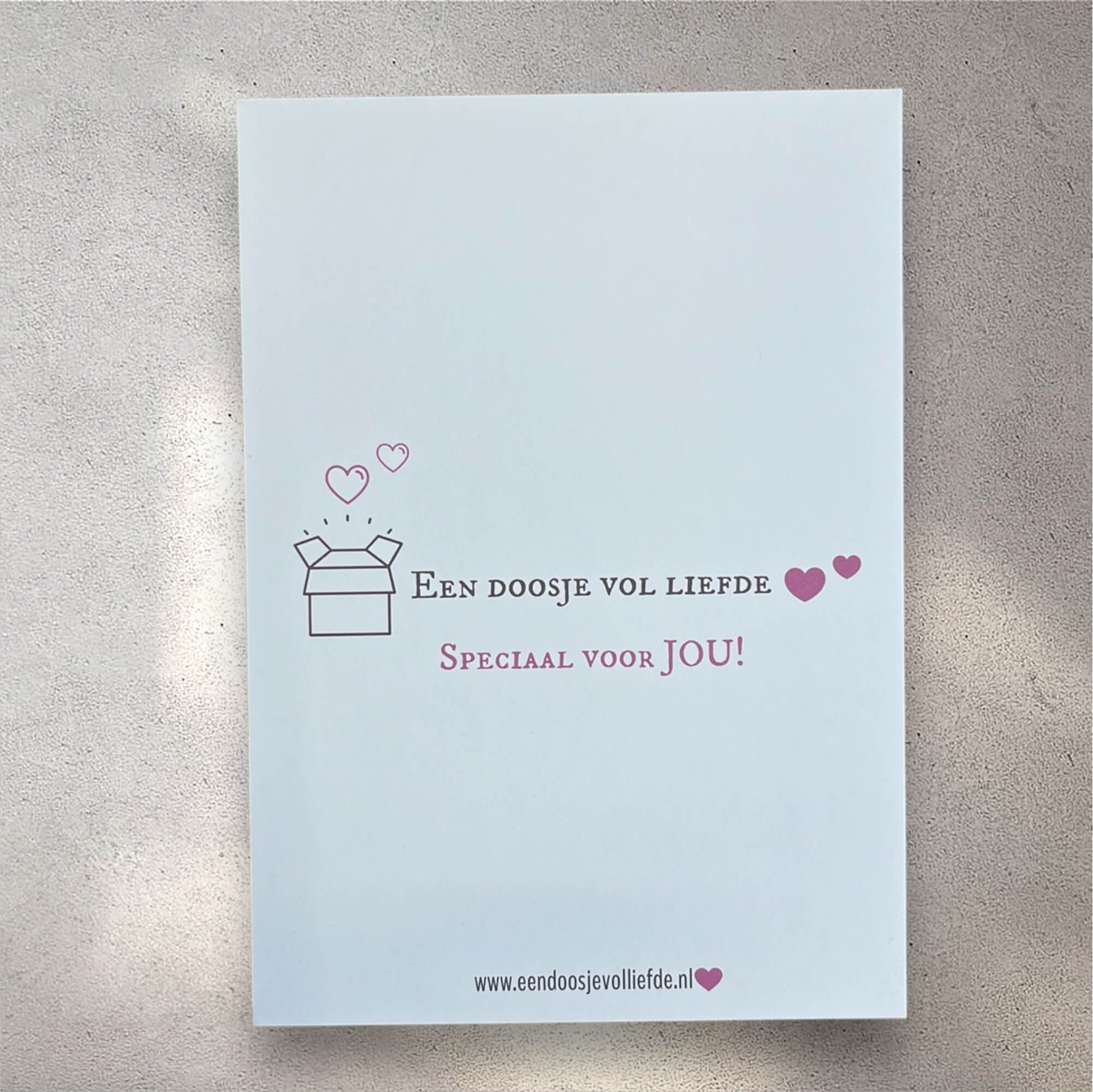 Persoonlijk kaartje voor bij een Doosje vol liefde met eigen tekst