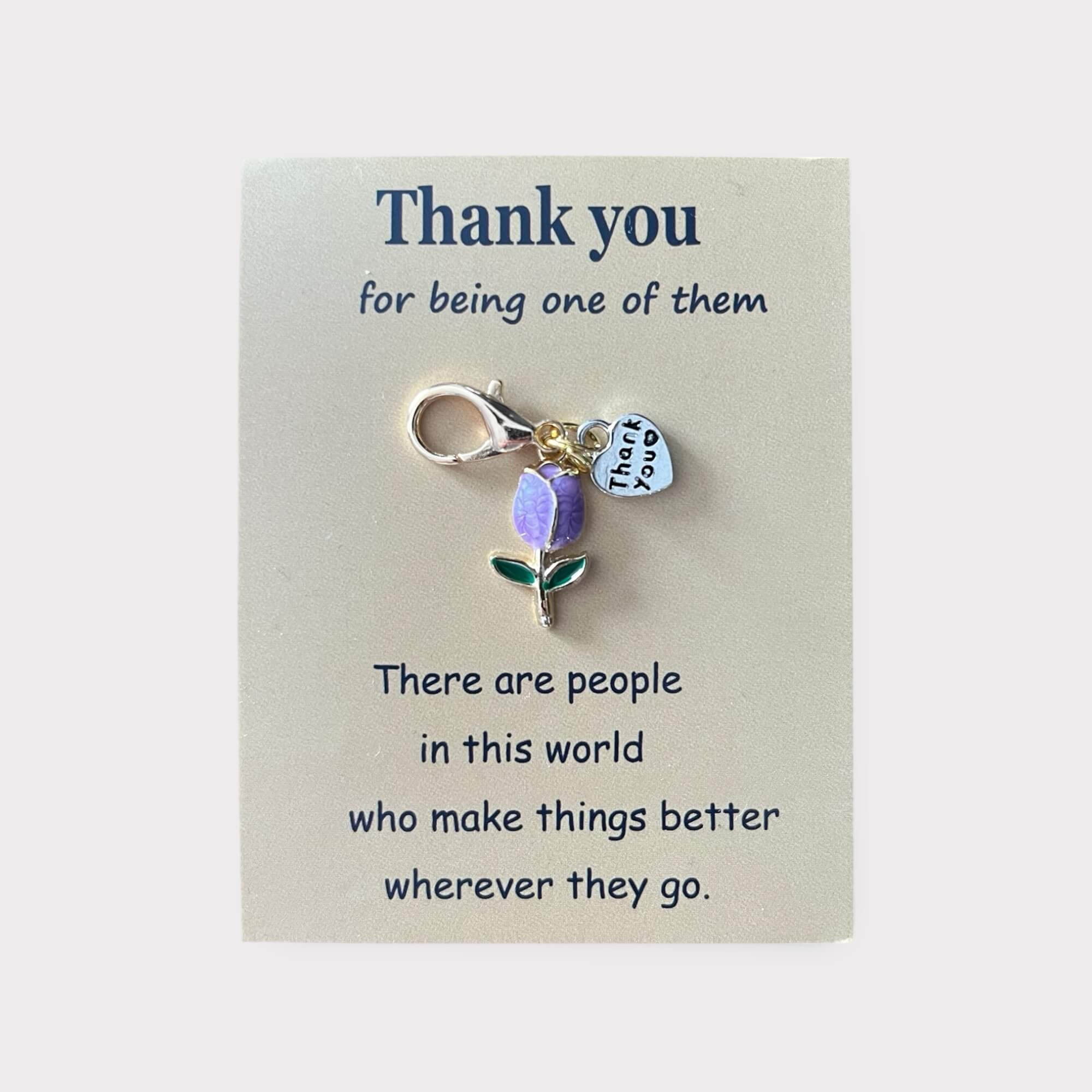 Bedankhanger met bloem en de tekst Thank you, warm gebaar.