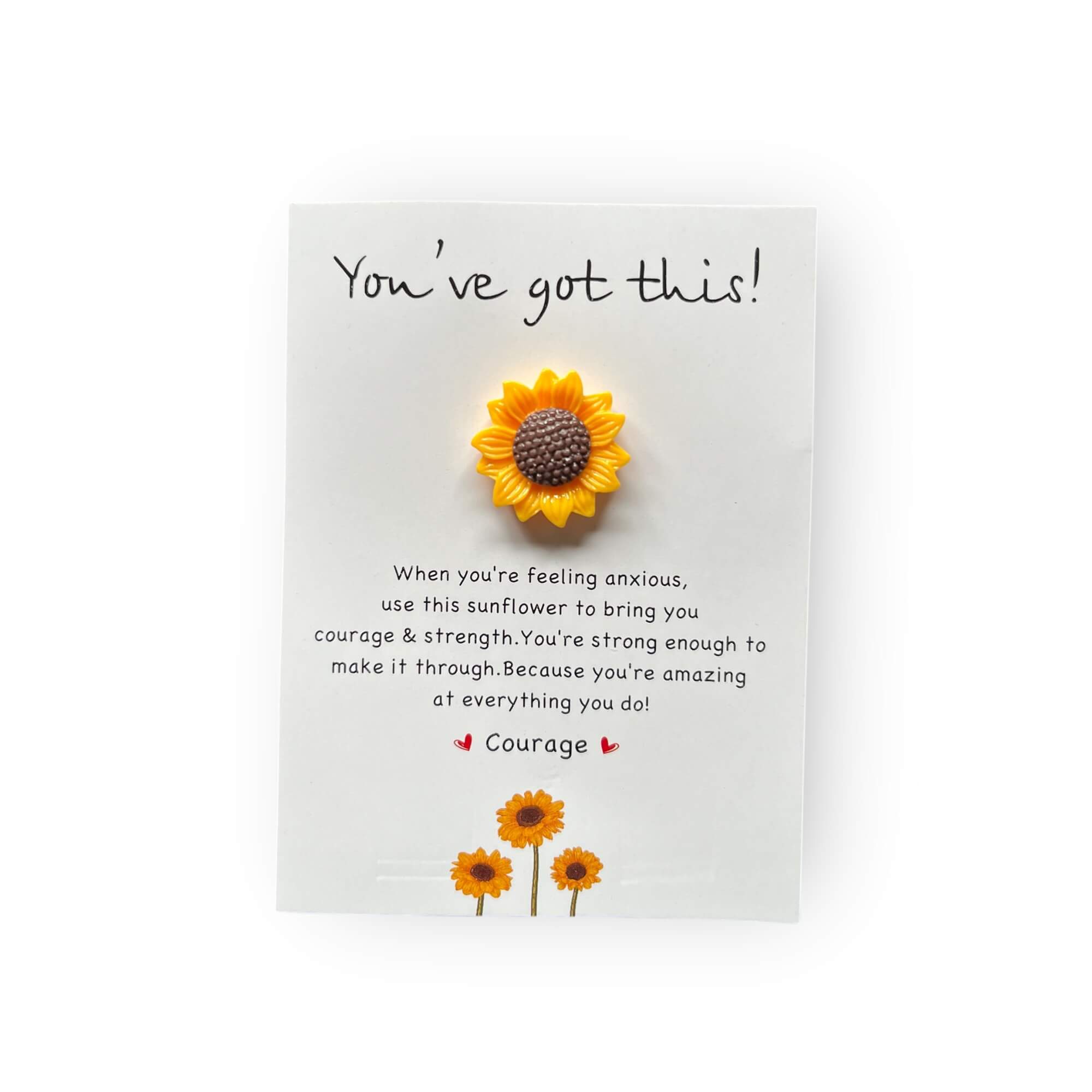 Motivatiekaartje met zonnebloem en tekst You’ve got this, voor troost en kracht